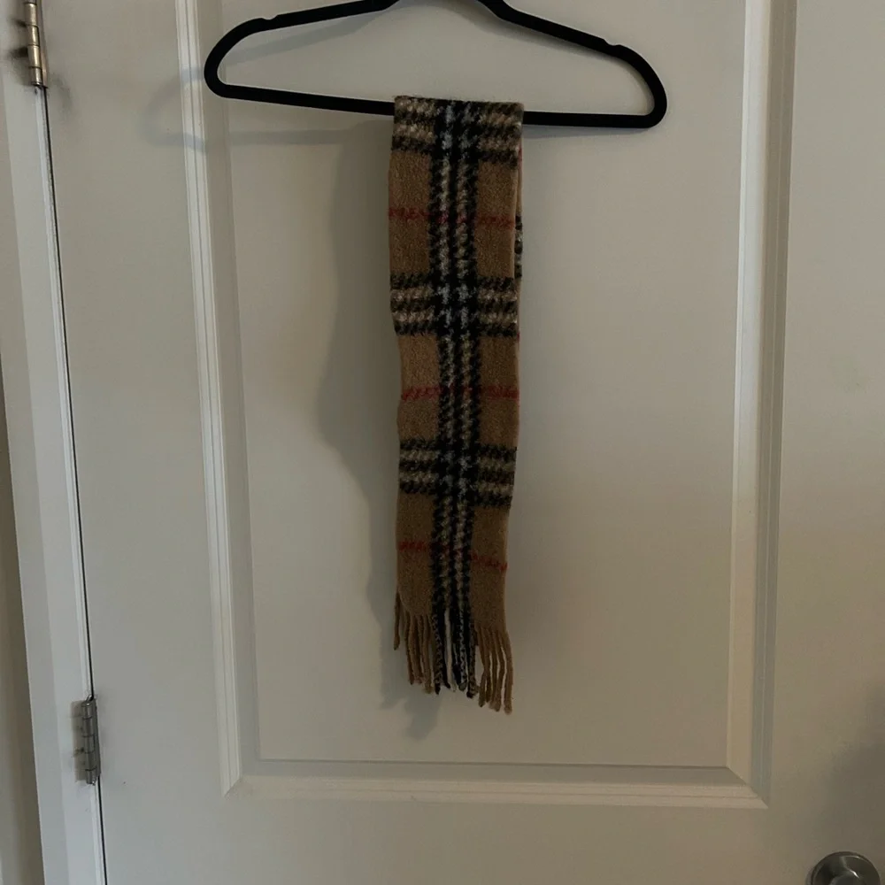 Burberry Tan and Black Checkered Scarf